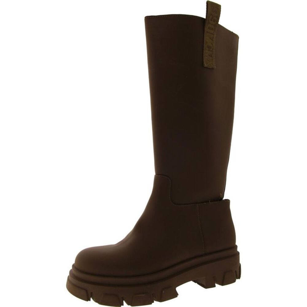 Steve Madden Womens Lodge Brown Faux Leather Tall Knee-High Boots Shoes Used